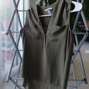 H&M Green High-Low Sleeveless Blouse